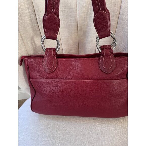 Brighton Red Pebbled Leather Shoulder Tote Bag Rare Retired EUC - Picture 3 of 16